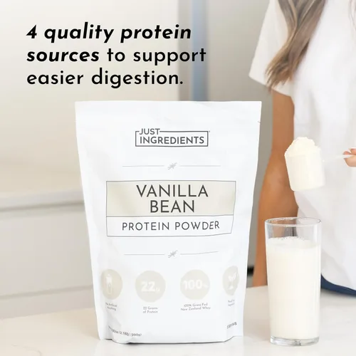 Miniatura 3 de JUST INGREDIENTS Polvo de Proteína de Vainilla – Mezcla de 30 Porciones con 100% Suero de Leche Alimentado con Hierba y Proteínas Vegetales
