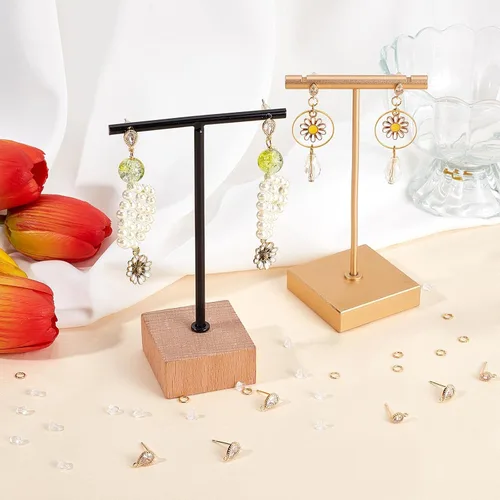 Miniatura 5 de CREATCABIN 1 caja 12 aretes de latón chapado en oro de 18 quilates de 2 tamaños, aretes tipo dormilona con circonitas cúbicas con anillos de salto