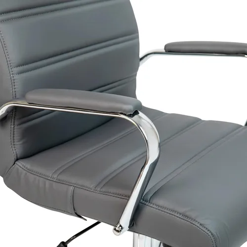 Miniatura 9 de Flash Furniture - Silla giratoria Whitney de oficina con respaldo alto de LeatherSoft, con asiento acolchado y reposabrazos, silla de oficina Gris