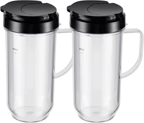 Equust 4 tazas altas de 22 onzas con tapas abatibles para llevar, piezas de repuesto compatibles con vasos mezcladores Magic Bullet de 250 W MB1001