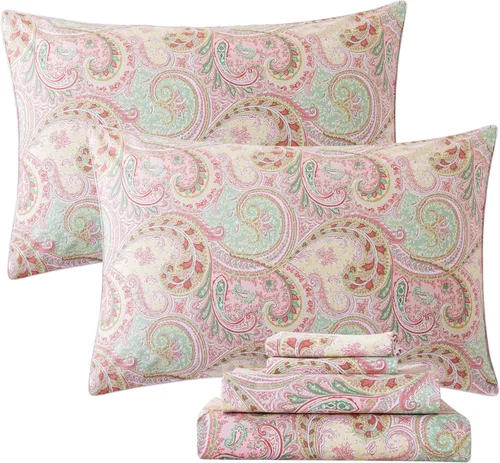 Miniatura 11 de FADFAY Juego de sábanas de rosas blancas, ropa de cama vintage floral de rosas, ropa de cama estilo rústico, 100% algodón egipcio percal, 800 hilos