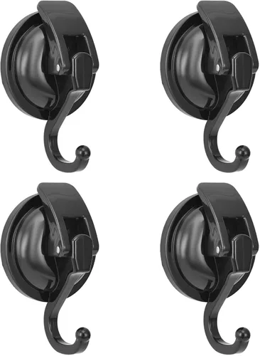 Miniatura 15 de Colgador de corona, chapado en negro, pulido con súper succión para ventanas de vidrio, cocina, baño y baño, paquete de 6, plástico ABS