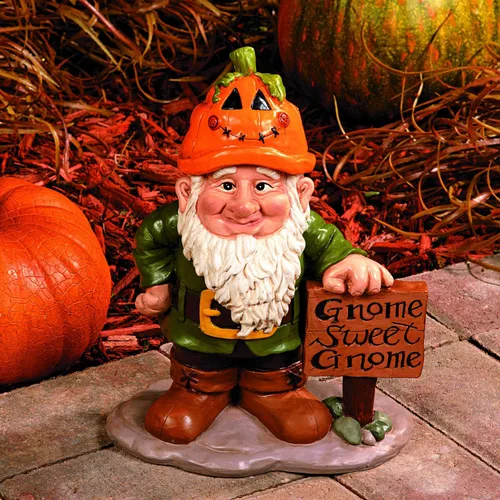 Miniatura 5 de Fun Express Estatua de gnomos de jardín para exteriores con 5 sombreros de temporada intercambiables, figuras de gnomos de resina para decoraciones