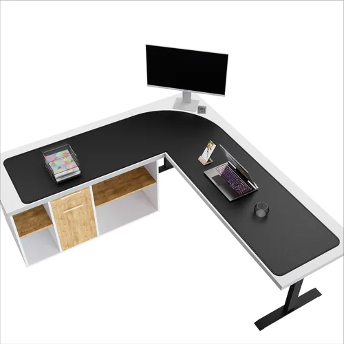 Miniatura 12 de Mydours Almohadilla de escritorio en forma de L, (38"+38") x 13" gran almohadilla de escritorio de cuero PU en esquina, almohadilla de mouse