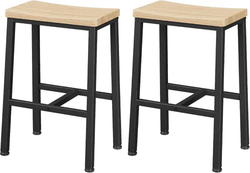 Miniatura 10 de Homeiju Bar Stools, Counter Height Bar Stools Set of 2, 23.6 Inch Saddle Stools with Footrests, Industrial Kitchen Counter Seat for Dining Room