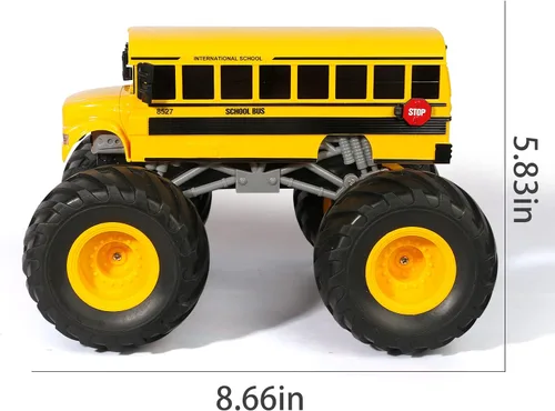 Miniatura 4 de Juguete de Camión Monstruo de Autobús Escolar con Control Remoto, Autobús Escolar RC 1/18, 2.4 GHz Todoterreno Hobby Coche de Carreras RC con LED