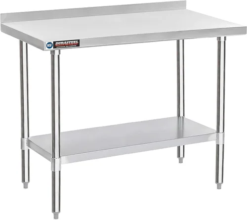 Miniatura 74 de DuraSteel Carrito de acero inoxidable NSF de 30 x 72 pulgadas, mesa de preparación de alimentos resistente con estante inferior, isla de cocina