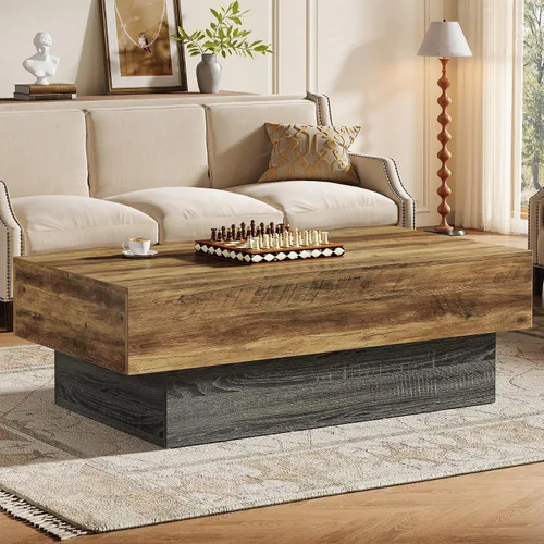 Miniatura 10 de Tribesigns - Mesa de café moderna negra, mesa de té rectangular de madera de 55 pulgadas, mesa central grande para sala de estar, sala de recepción