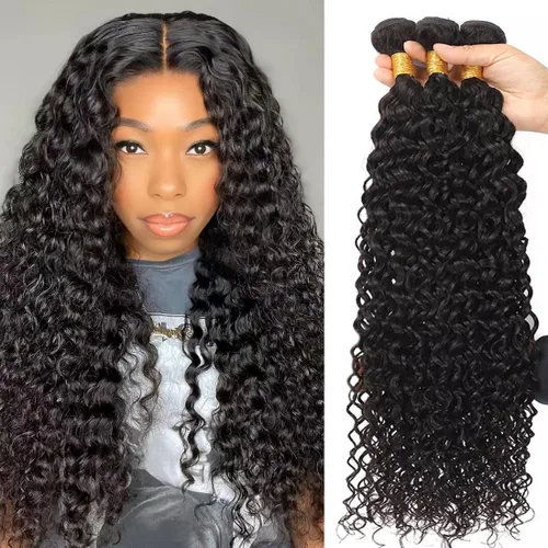 Miniatura 11 de Paquetes de cabello humano brasileño ondulado (14, 16, 18, 20 pulgadas), cabello humano sin procesar 12A, paquetes húmedos y ondulados, extensiones