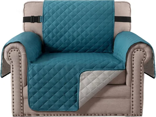 Miniatura 16 de H.VERSAILTEX Funda de sofá resistente al agua para sofá de 3 cojines, reversible, protector de muebles acolchado con correa elástica, funda de sofá