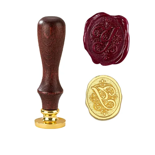 Miniatura 25 de Sello de cera con letra inicial del alfabeto G, sello de cera de sellado de letras vintage con cabeza de latón extraíble y mango de madera