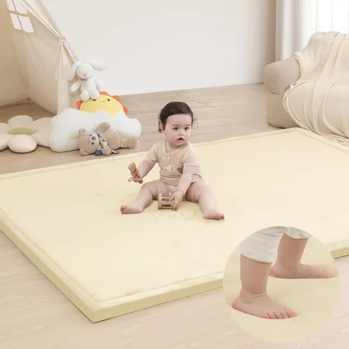 Miniatura 54 de Huloo Sleep Alfombra de juego para bebé para piso, 47 x 47 pulgadas (beige)