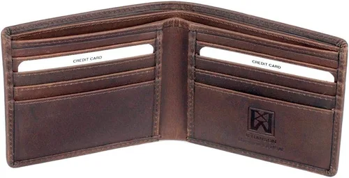 Miniatura 4 de Karla Hanson Cartera de cuero con bloqueo RFID para hombre, Marrón (Brown Wolf), Cartera Rfid