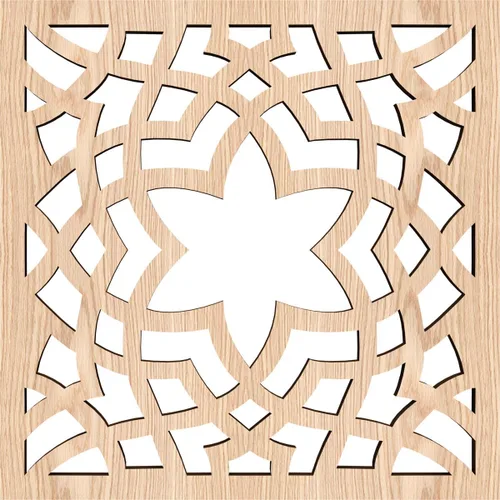 Miniatura 4 de 7 3/8 pulgadas de ancho x 7 3/8 pulgadas de alto x 3/8 pulgadas de alto, paneles de pared de madera con calado decorativo extra pequeño, roble rojo