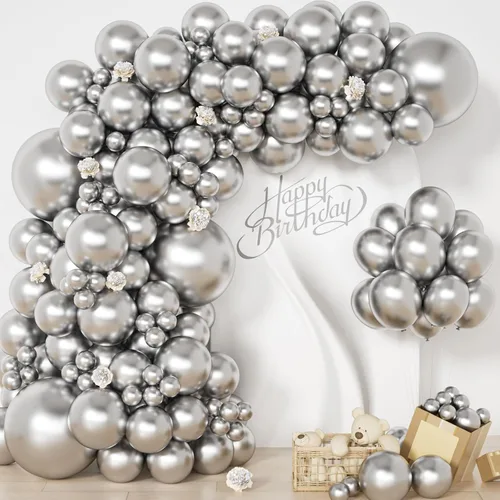 Miniatura 13 de Kit de arco de globos negros, 129 piezas de diferentes tamaños 18, 12, 10, 5 pulgadas, kit de guirnalda de globos negros para graduación, Halloween