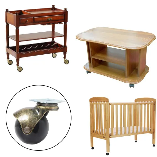 Miniatura 7 de Paquete de 4 ruedas giratorias de bola de 1.5 pulgadas, sin freno, giratorias de 360 grados, resistentes placas giratorias de metal con capucha