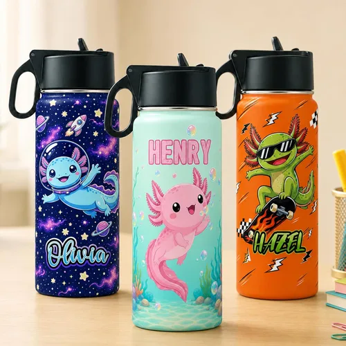 Miniatura 5 de Personalized Kids Water Bottles with Name for School Double Wall Custom 18 oz Stainless Steel Insulated Water Cup with Straw Lid Customized Gifts