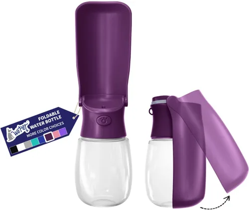 Miniatura 13 de WePet Botella de agua plegable portátil para perros, dispensador de agua para cachorros con alimentador para beber, 12 onzas, resistente a altas