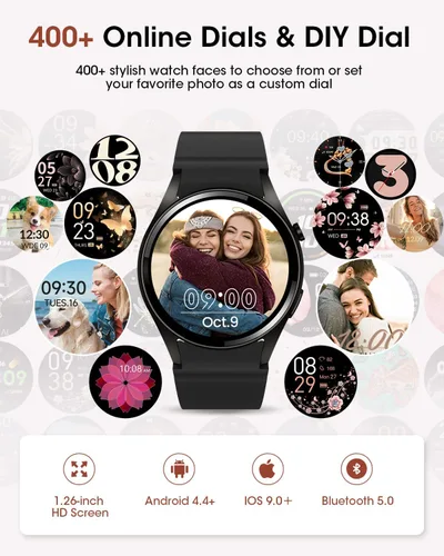 Miniatura 7 de Relojes inteligentes para hombres/mujeres, reloj inteligente Bluetooth de 1.26 pulgadas con monitor de frecuencia cardíaca, SpO2/sueño, más de 110