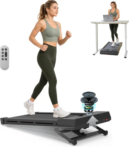 PACEROCKER Walking Pad Treadmill with 12% 9-Level Auto Incline, 450 lbs Capacity Bluetooth Speaker Under Desk Treadmills for Home Hiking, 5 MPH
