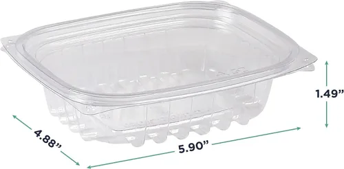 Miniatura 3 de ECO PRODUCTS Contenedores de delicatessen compostables de 8oz transparentes rectangulares con tapas, paquete de 100, para preparación de comidas