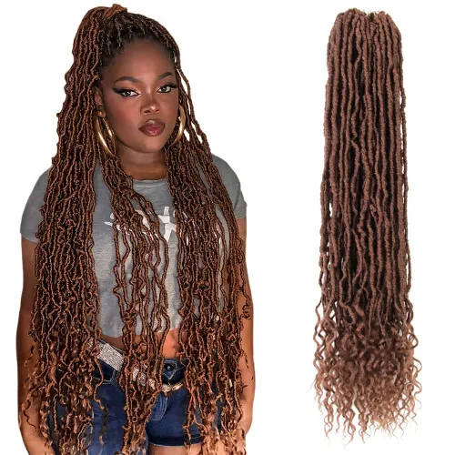 Miniatura 52 de BOHOBABE Rastas Falsas de Cabello de Ganchillo de 30 Pulgadas, Rastas Suaves Boho de Ganchillo con Puntas Rizadas, Rastas Largas de Diosa Bohemia