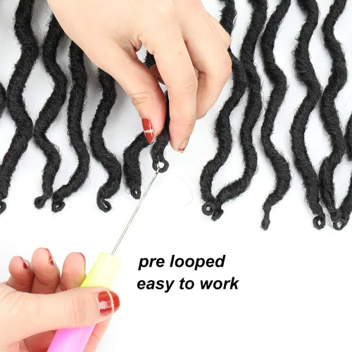 Miniatura 6 de Eliza Locs Gitanos Ondulados Ombre Cabello de Crochet 18" 8 Paquetes/Lote Locs de Diosa Fibra Sintética Locs Falsos Raíces Africanas Dreadlocs