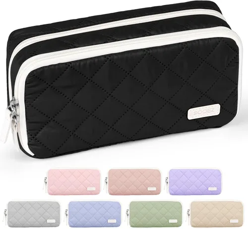 Miniatura 12 de Sooez Estuche grande para lápices, bolsa para lápices extra grande con 8 compartimentos, bolsa para bolígrafos de apertura amplia, organizador