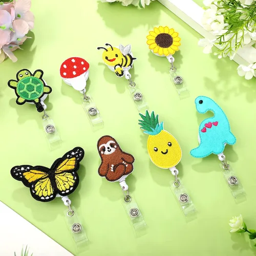 Miniatura 4 de 8 carretes retráctiles de fieltro para gafete de enfermera, diseño lindo con temática, regalo pediátrico para enfermeras, doctores, tarjetas