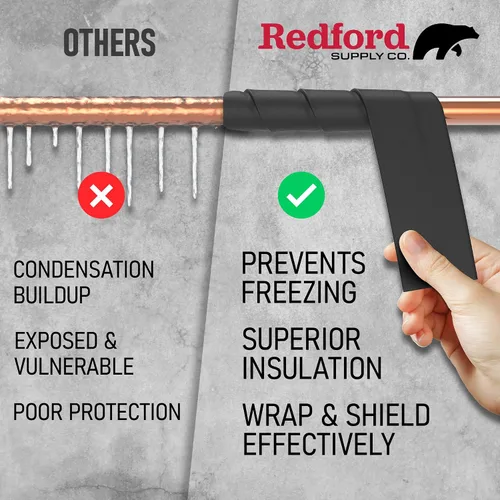 Miniatura 5 de Redford Supply Co. Aislamiento de tubería de 2 pulgadas x 14 pies, envoltura aislante de tubería para exteriores para protección contra congelación