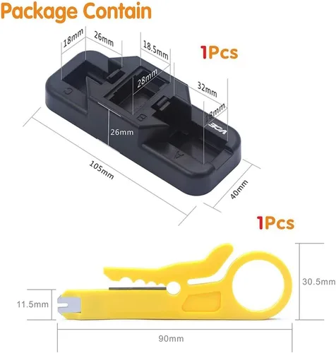 Miniatura 5 de VCE Paquete de 25 insertos de conector Keystone de 90 grados Cat6 RJ45 con soporte combinado Keystone Punch Down y mini cortador de cables