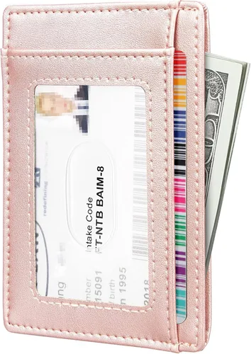 Miniatura 136 de Travelambo billetera mediana y minimalista de cuero para bolsillo frontal, con bloqueo de interferencia de radiofrecuencia