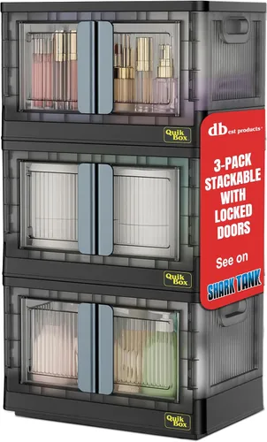 Miniatura 8 de Quik Box Sport - Organizador de almacenamiento apilable de 4 niveles, contenedores plegables de capacidad de 24 galones con puertas magnéticas