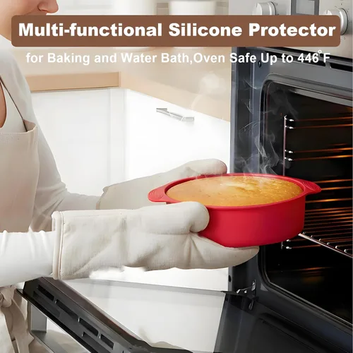 Miniatura 9 de Molde Desmontable de 9 Pulgadas Antiadherente, Molde Desmontable para Cheesecake de 9 Pulgadas con Protector de Silicona, Moldes Desmontables a
