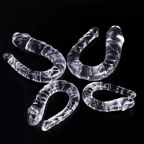 Miniatura 4 de Consolador realista de doble extremo para adultos, lesbianas, consoladores de doble cara para mujeres, impermeable, flexible, doble pene con eje