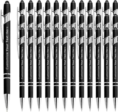 Miniatura 57 de Aolun 108 bolígrafos personalizados al por mayor con stylus grabado, bolígrafos personalizados, metal suave al tacto, grabado de nombre, logotipo