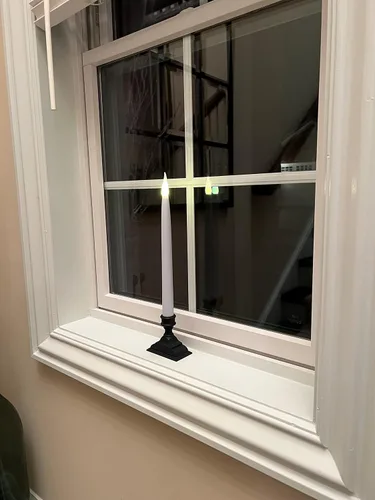 Miniatura 7 de 612 Vermont VT-1660P-4 - Velas LED de ventana con temporizador (6 encendido/18 apagado), llama parpadeante LED dual blanca cálida patentada, Peltre