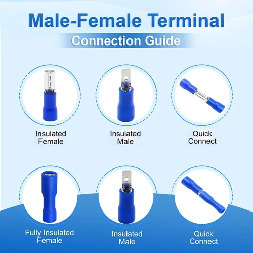 Miniatura 5 de Baomain Paquete de 100 unidades de terminales de pala hembra de desconexión rápida de 1/4", 16-14 AWG 6.3mm (0.25 pulgadas), conectores de crimpado