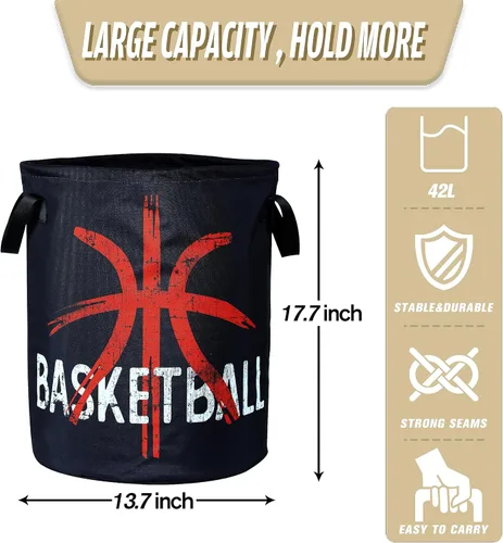 Miniatura 2 de Cesta de lavandería de baloncesto cesta de pelota plegable de tela Oxford divertida bolsa de lona cesta de almacenamiento de ropa organizador