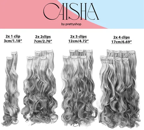 Miniatura 6 de PRETTYSHOP XXL Full Head Set 8 PCs 20 pulgadas Clip en extensiones de pelo Hairpiece Wavy Heat-Resisting, CES1-1_1, 1