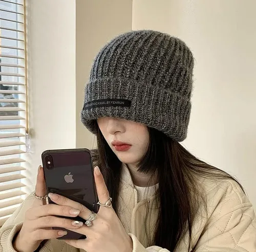 Miniatura 7 de Y2k Gorro de invierno para mujer, gorro de punto grueso, cálido, grueso, estético, para clima frío
