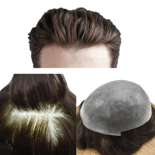 Miniatura 35 de LYRICAL HAIR Toupee - Sistema de cabello de repuesto para hombre, 0.001 in, piel ultrafina, con bucle en V, peluca de línea capilar natural para #1