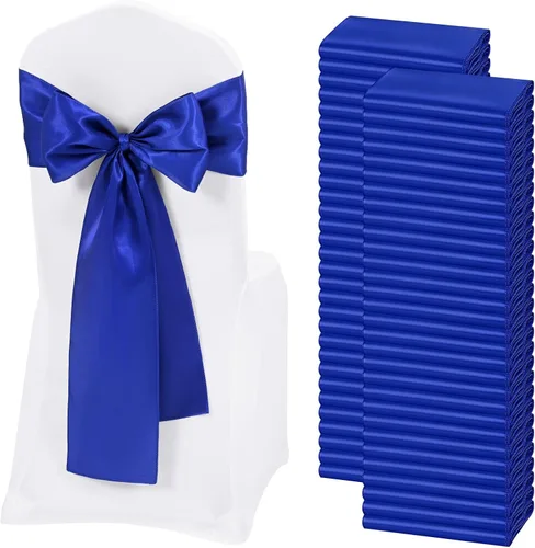 Miniatura 32 de 60 bandas para sillas de satén negro, diseño de lazos con lazos, para decoración de sillas para Acción de Gracias, boda, Navidad, banquetes