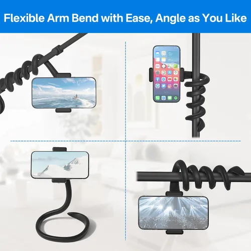 Miniatura 4 de Soporte universal para micrófono para soporte de micrófono, se adapta a la mayoría de teléfonos inteligentes de 3.5 a 7.5 pulgadas, soporte flexible