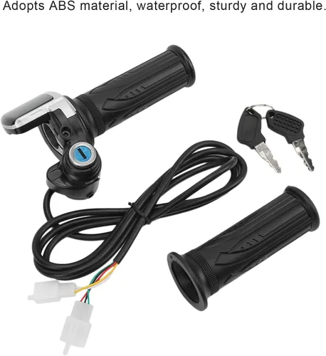 Miniatura 6 de Empuñaduras de mango de acelerador, juego de llaves de bloqueo de acelerador de bicicleta eléctrica, indicador LED para motocicleta Scooter 48V