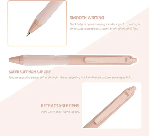 Miniatura 2 de Linbsunne - Bolígrafos de punta media de 1 mm con agarre súper suave para hombres y mujeres, bolígrafo retráctil negro (paquete de 12)