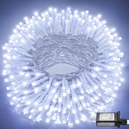 Miniatura 23 de Tira de 200 luces LED de 66 pies para exteriores, luces de Navidad conectables para interiores, cable transparente, impermeable, 8 modos de luces