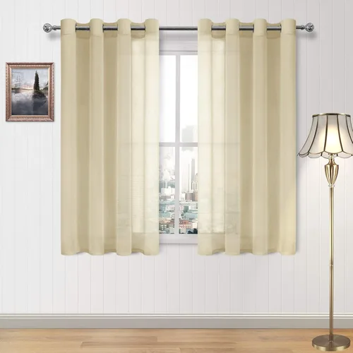 Miniatura 131 de DWCN Cortinas traslúcidas color verde frijol para sala de estar y dormitorio - Cortinas voile con aspecto de lino sintético con ojales en la parte