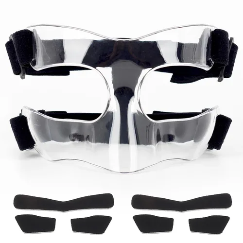Miniatura 8 de BK01B Protector de nariz para nariz rota, máscaras de protección facial deportivas con acolchado, ajustables, transpirables y transparentes