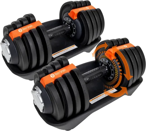 BodySport - Mancuernas ajustables de 40 libras, incluye 12 pesas libres, que van de 3 a 40 libras, ideales para entrenamientos de gimnasio en casa y